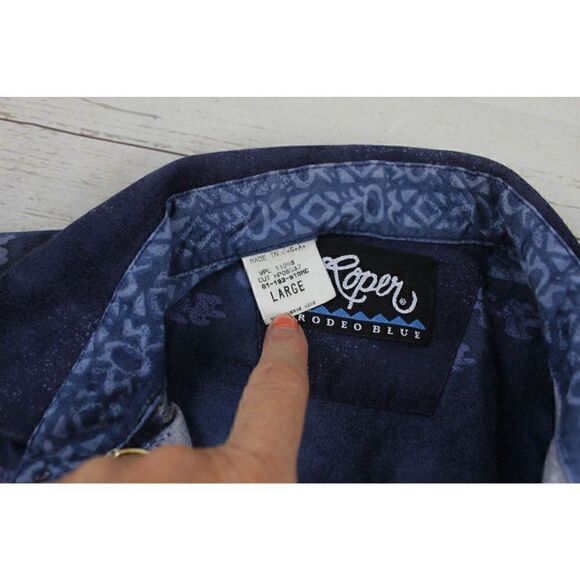 ROPER Men's L Western Rodeo Cowboy Button Shirt Blue USA - Picture 4 of 6